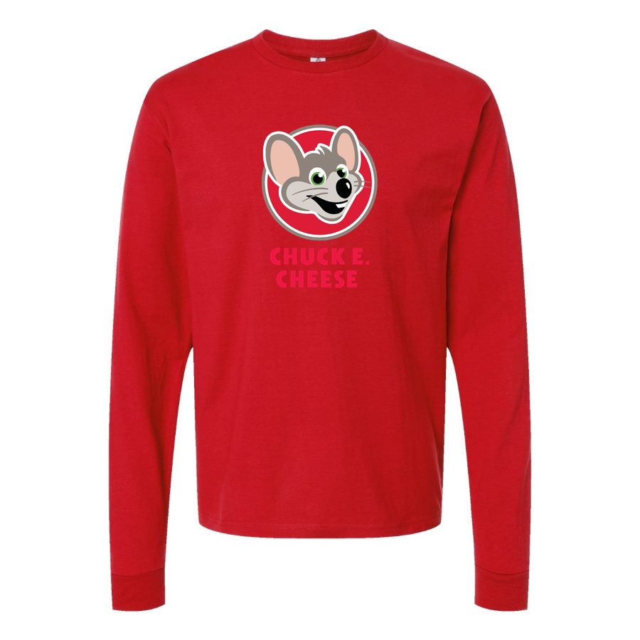 Men's Logo-Chuck-e.-Cheeses-1536x864 Long sleeves Cotton Blend T-Shirt - Red