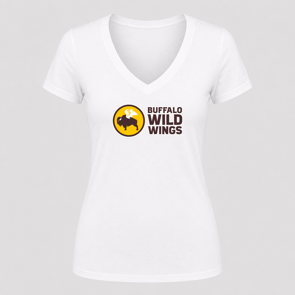 Women's Buffalo Wild Wings V Neck T-Shirt in white