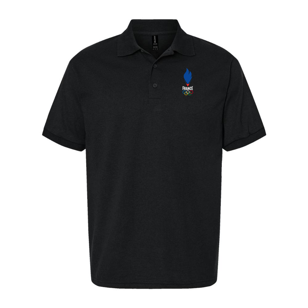 Men's France 2024 White Logo Dry Blend Polo - Black