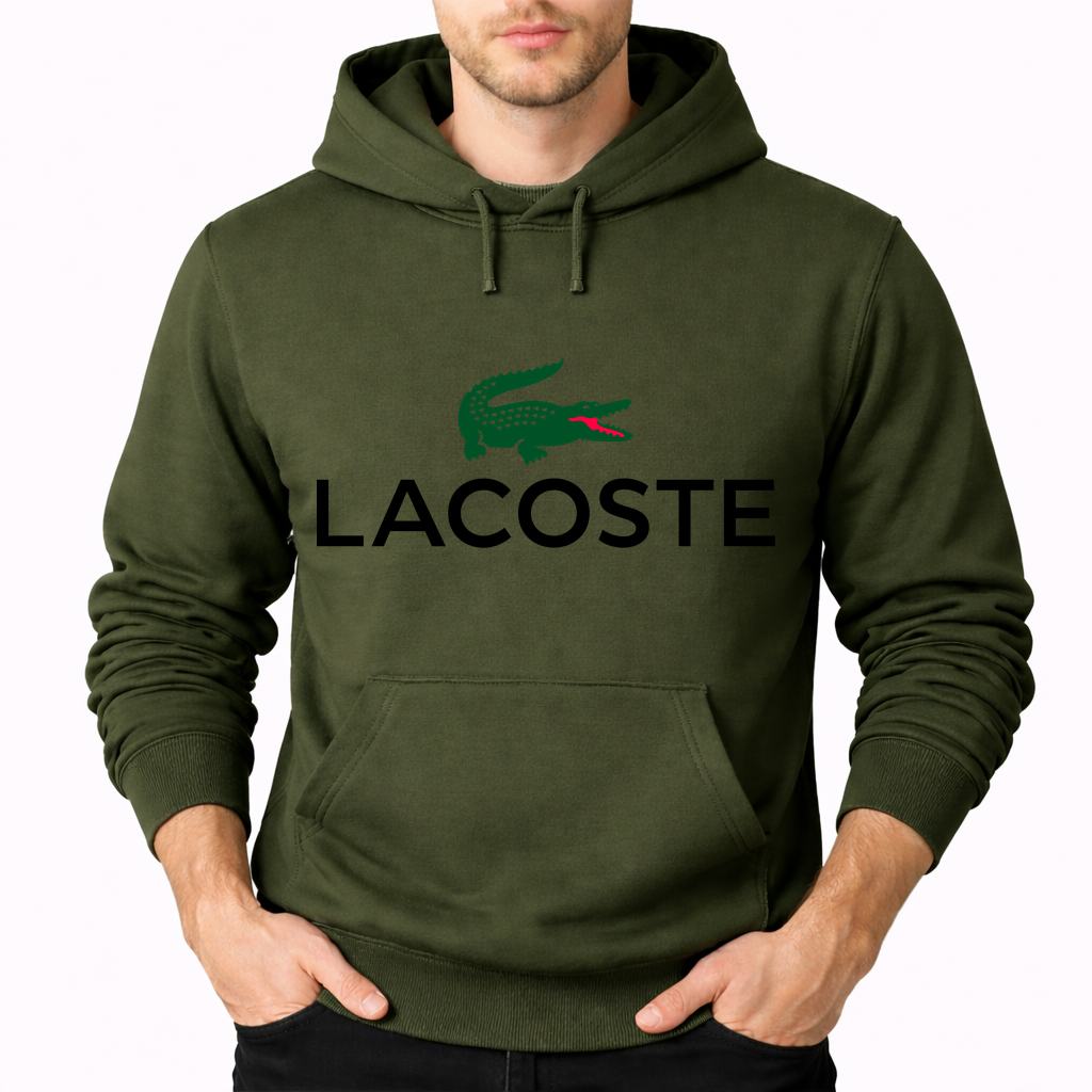 Men's Lacoste Pullover Hoodie - Army Green