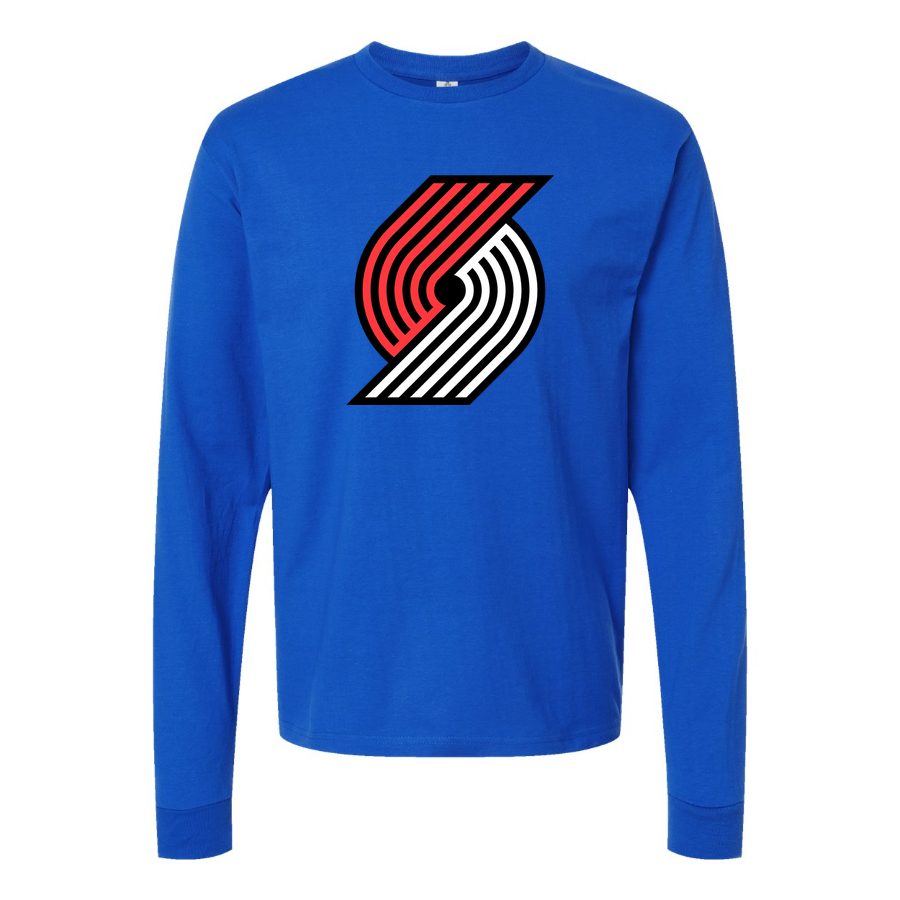 Men's Portland Trail Blazers Long sleeves Cotton Blend T-Shirt - Blue