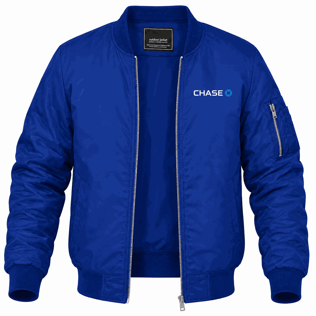 Men's Chase White Lightweight Bomber Jacket - Blue