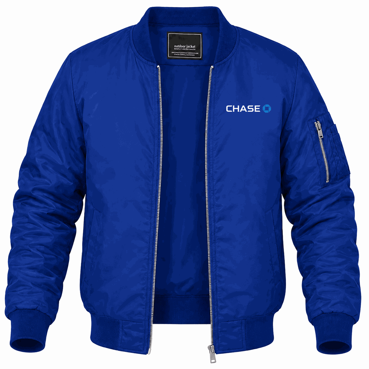 Men's Chase White Lightweight Bomber Jacket - Blue