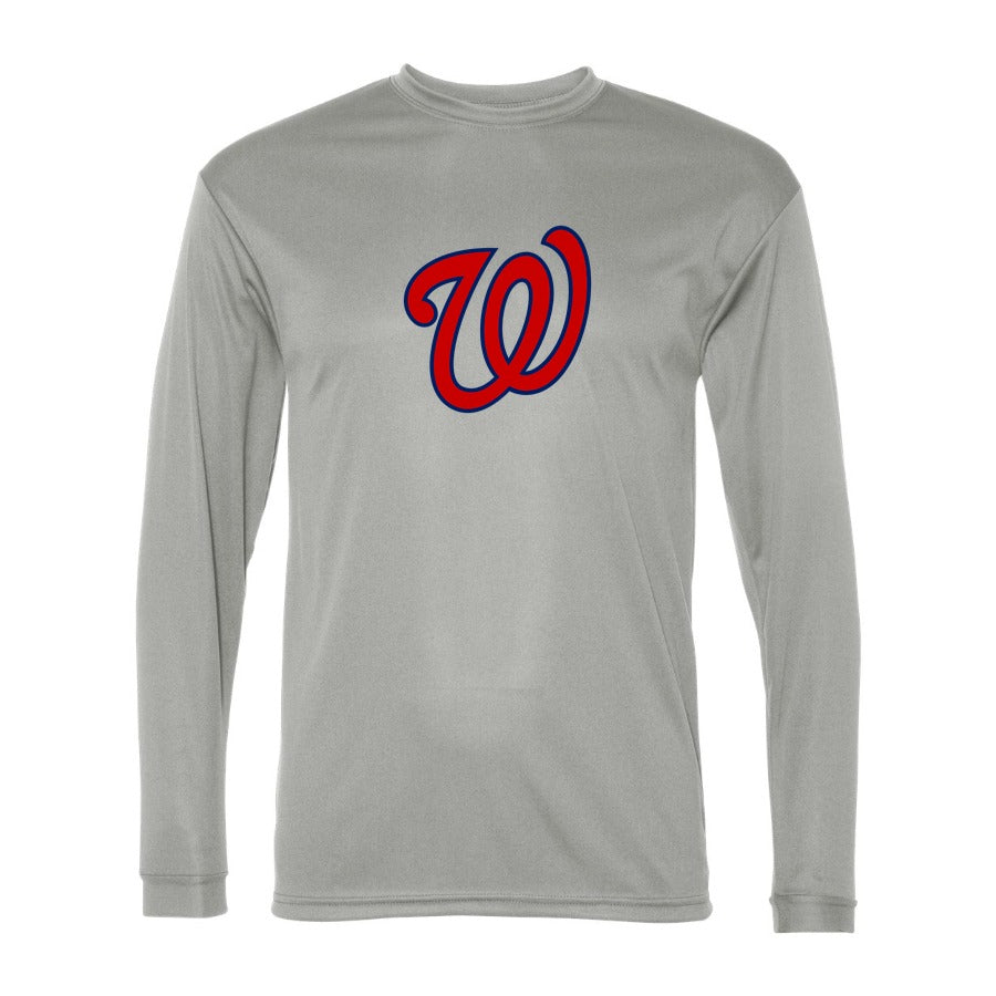 Men's Washington Nationals Polyester Long Sleeve T-Shirt - Gray
