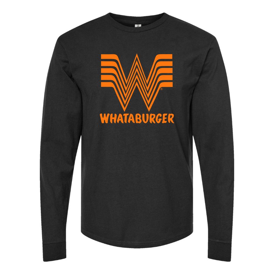Men's whataburger-logo-png-transparent Long sleeves Cotton Blend T-Shirt - Black