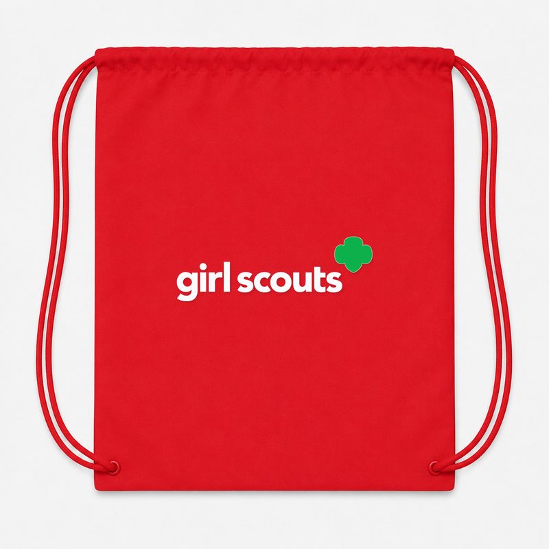 Girl Scouts White Drawstring Bag - Red