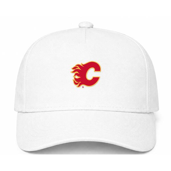 Calgary Flames NHL Logo White Dad Baseball Cap Hat