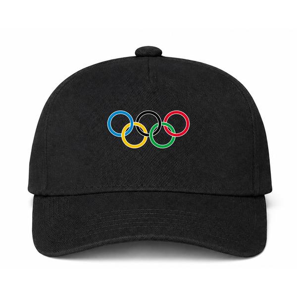 Olympic Rings Black Logo Black Dad Baseball Cap Hat