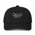 Olympic Rings Black Logo Black Dad Baseball Cap Hat
