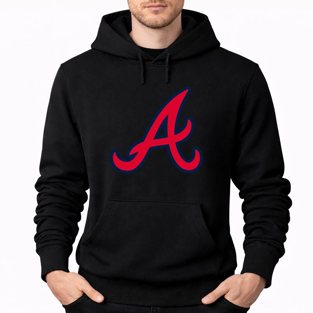 Men's Atlanta Braves Pullover Hoodie - Black