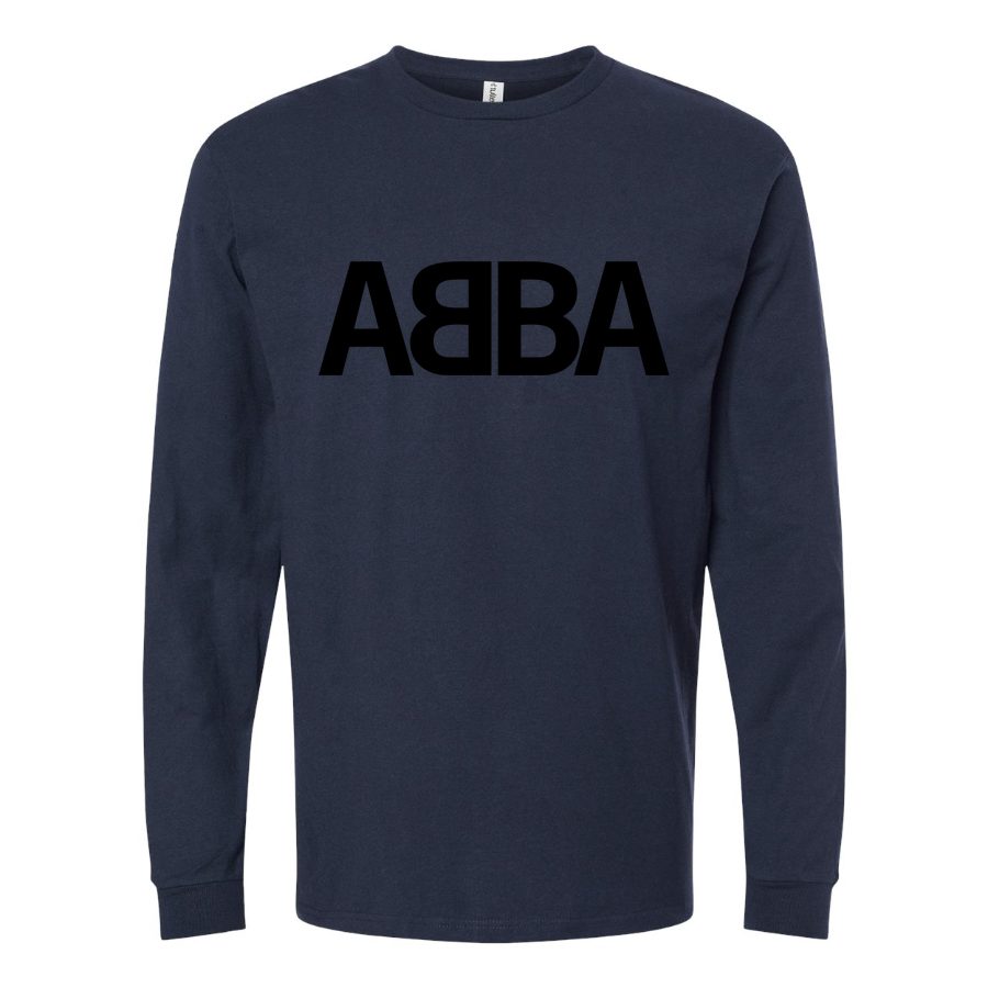 Men's Abba-Logo-768x432 Long sleeves Cotton Blend T-Shirt - Navy