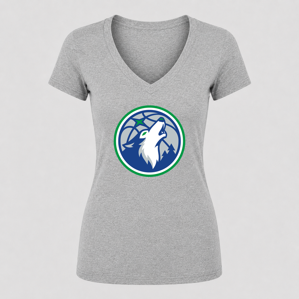 Women's Minnesota Timberwolves V Neck T-Shirt in gray