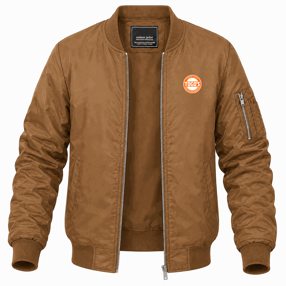 Men's Togo's Lightweight Bomber Jacket - Brown