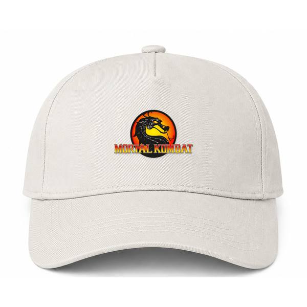 Mortal Kombat Logo Beige Dad Baseball Cap Hat