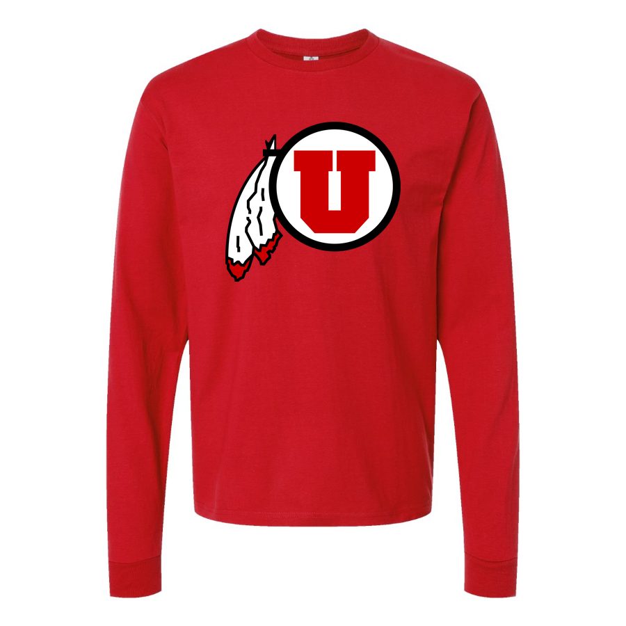 Men's Utah Utes Logo Long sleeves Cotton Blend T-Shirt - Red