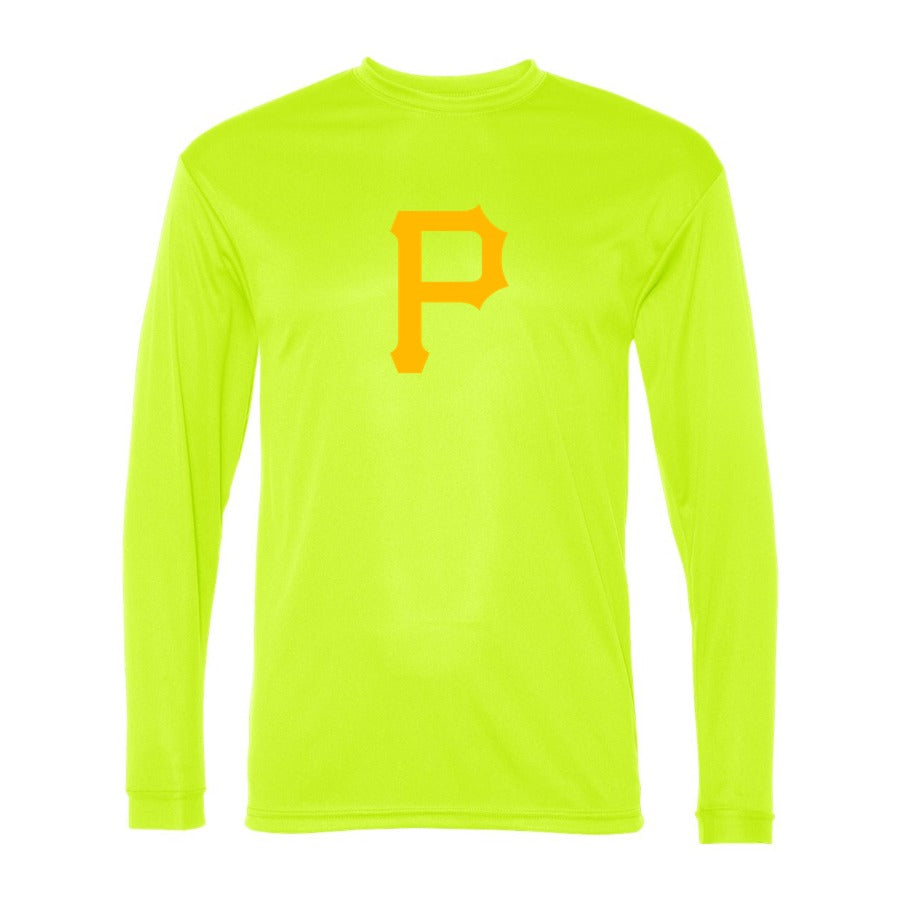 Men's Pittsburgh Pirates Polyester Long Sleeve T-Shirt - Safety Yellow