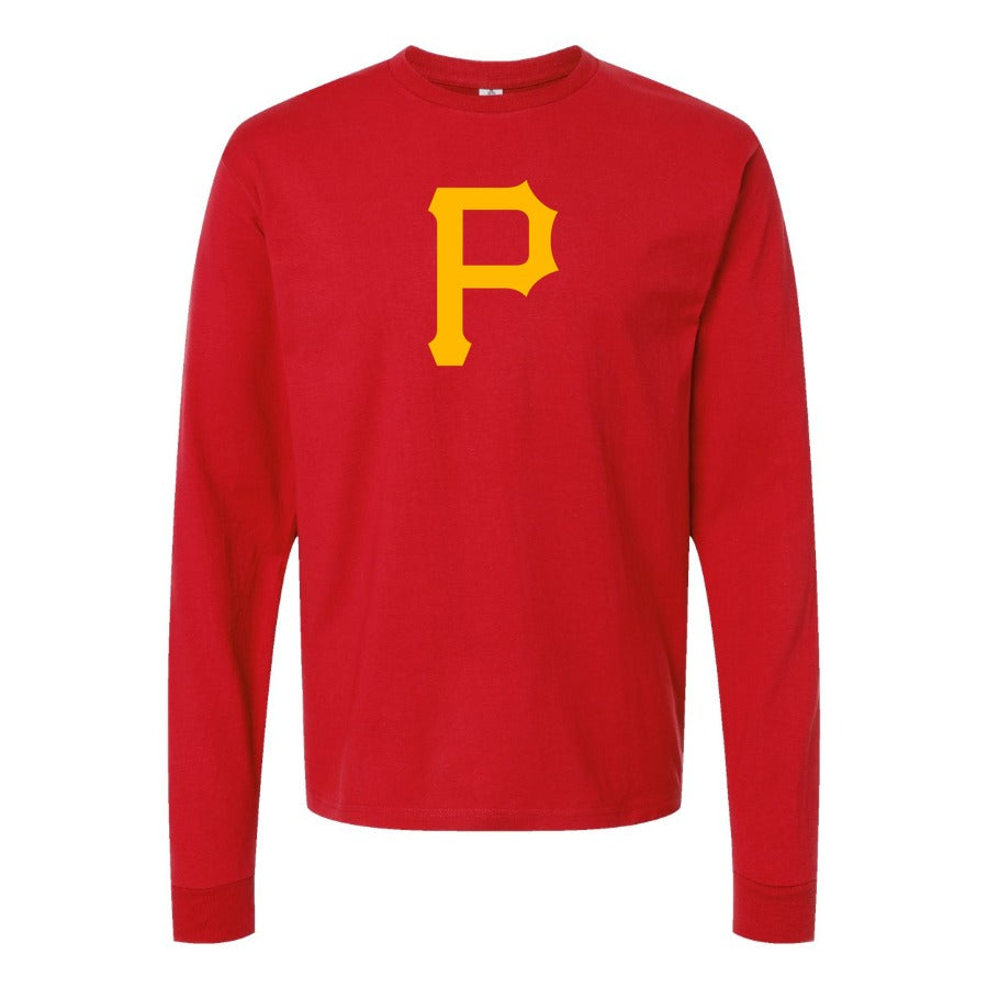 Men's Pittsburgh Pirates Long sleeves Cotton Blend T-Shirt - Red