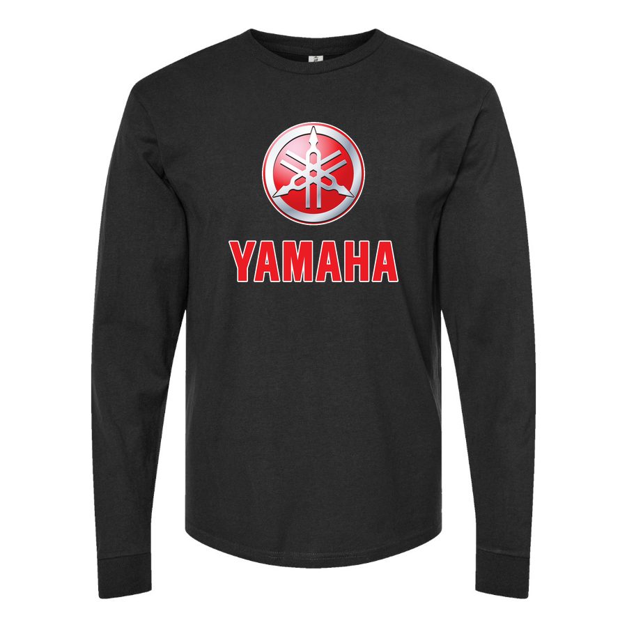 Men's YAMAHA Logo Long sleeves Cotton Blend T-Shirt - Black