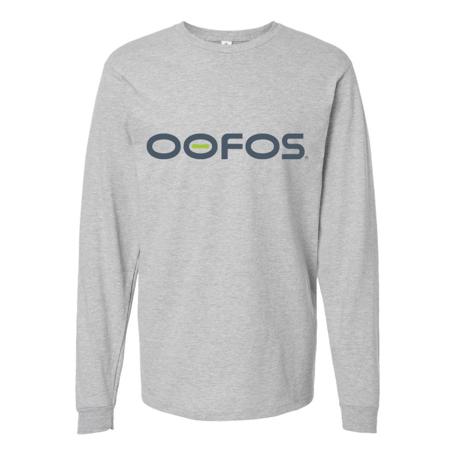 Men's Oofos-Logo-1536x864 Long sleeves Cotton Blend T-Shirt - Gray