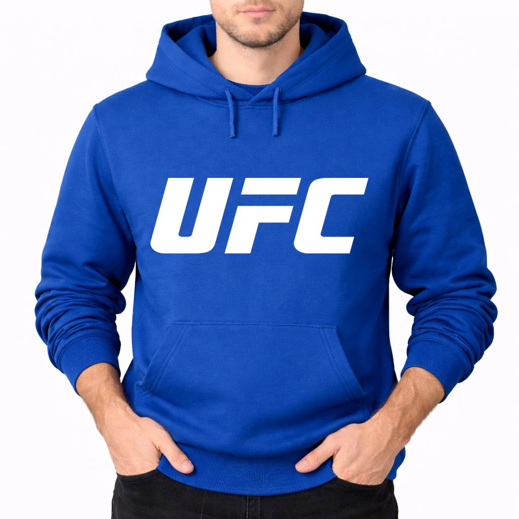Men's UFC White Pullover Hoodie - Blue