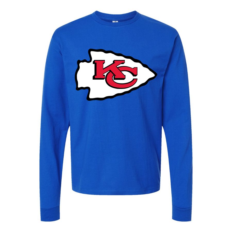 Men's Kansas City Chiefs Long sleeves Cotton Blend T-Shirt - Blue