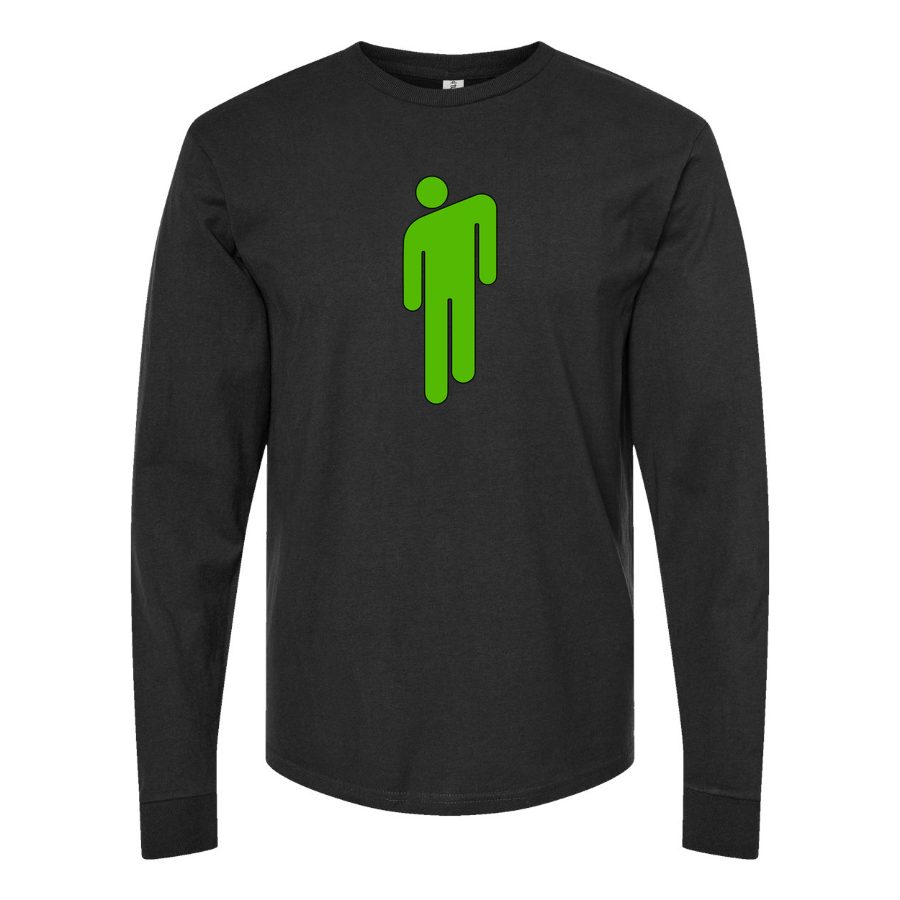 Men's Billie-Eilish-Logo-768x432 Long sleeves Cotton Blend T-Shirt - Black