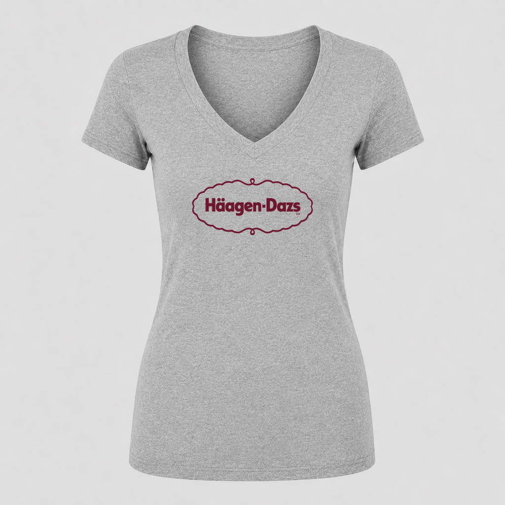 Women's Häagen-Dazs V Neck T-Shirt in gray