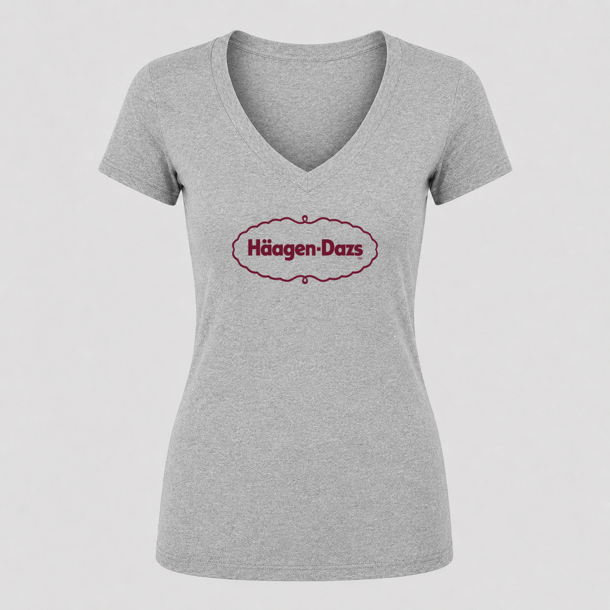 Women's Häagen-Dazs V Neck T-Shirt in gray