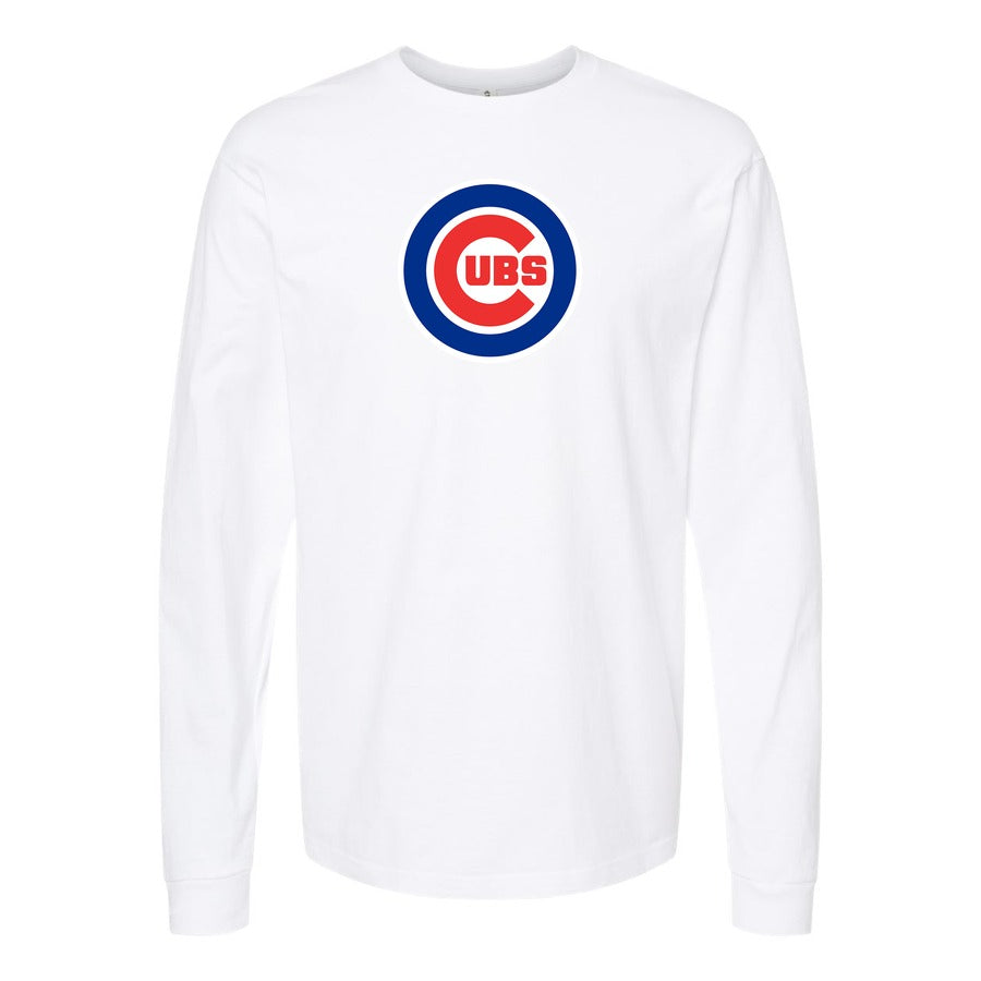 Men's Chicago Cubs Long sleeves Cotton Blend T-Shirt - White