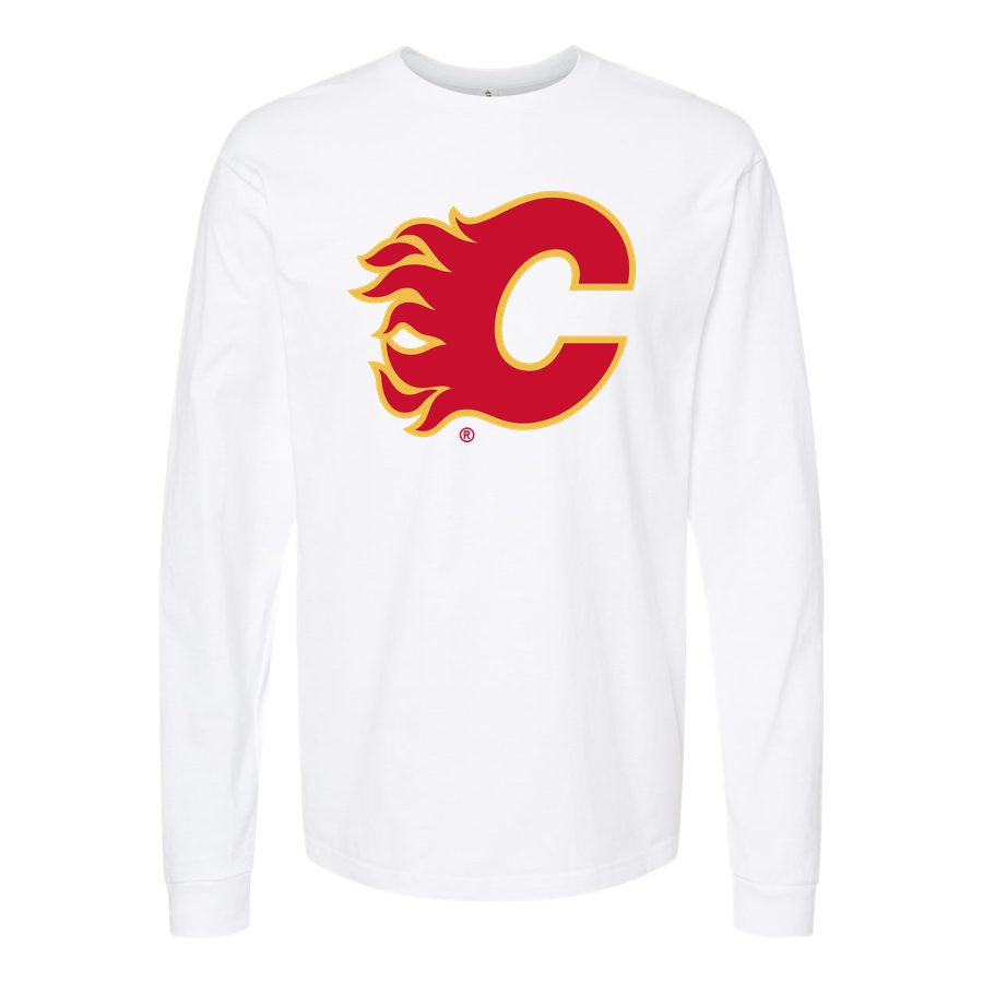 Men's Calgary Flames Long sleeves Cotton Blend T-Shirt - White