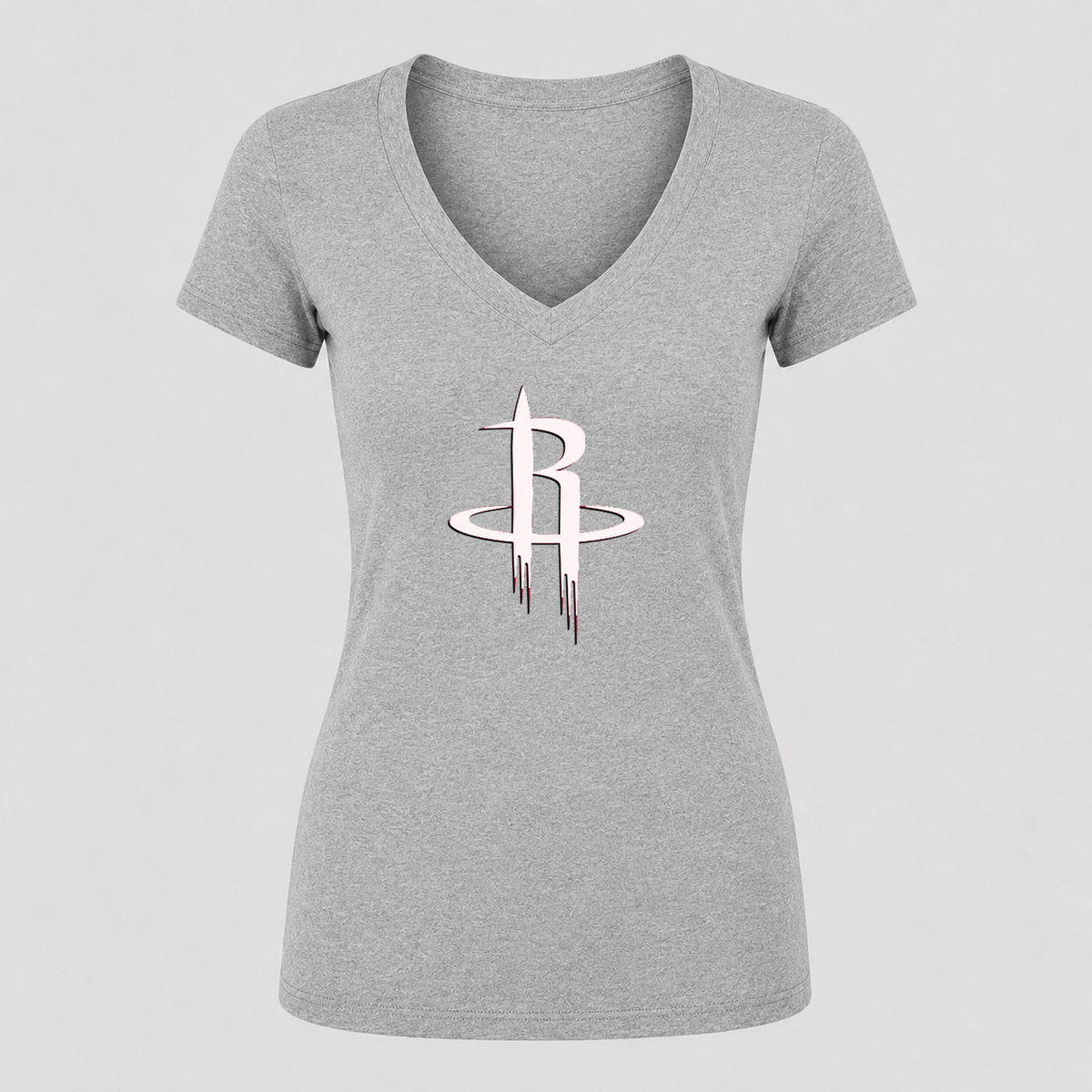 Women's Houston Rockets Army Green V Neck T-Shirt in gray
