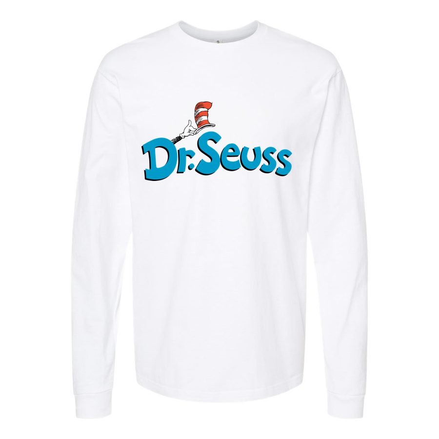 Men's Dr.-Seuss-Logo Long sleeves Cotton Blend T-Shirt - White