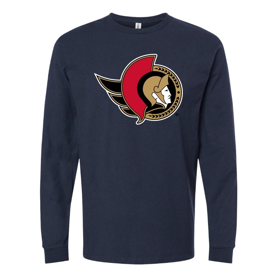 Men's Ottawa Senators Long sleeves Cotton Blend T-Shirt - Navy