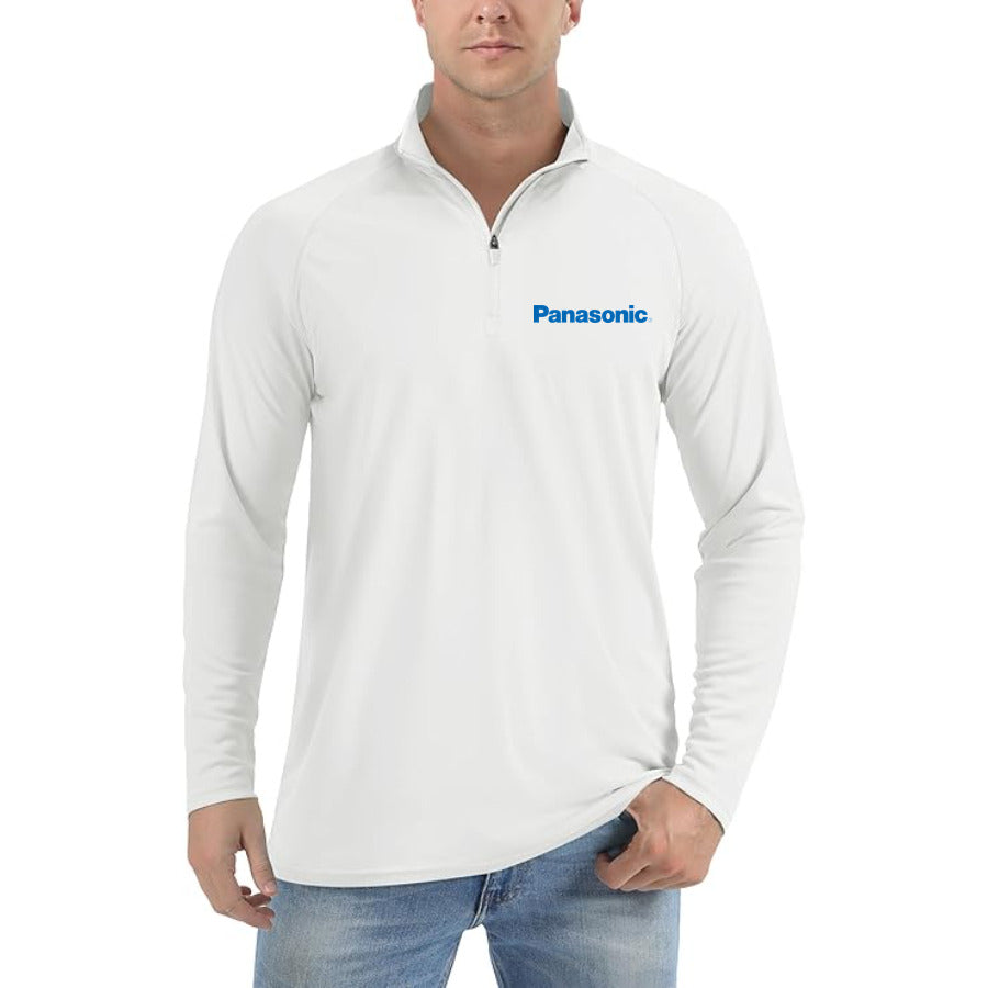 Panasonic logo quarter-zip athletic shirt in White