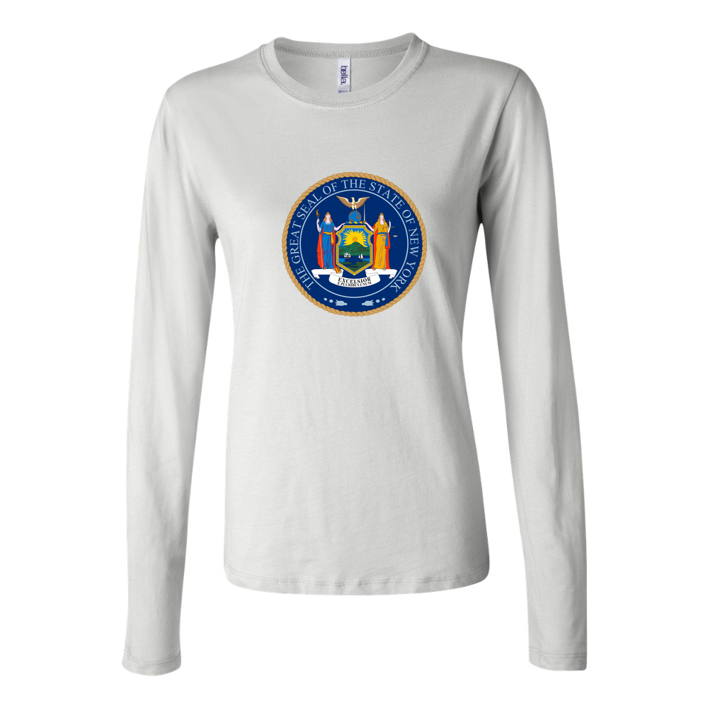 Women's New York Logo 1536x864 Long Sleeve T-Shirt - White