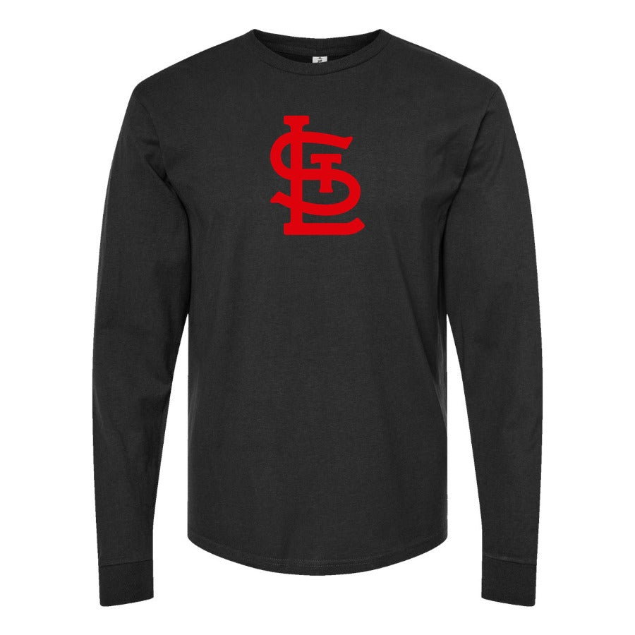 Men's St. Louis Cardinals Long sleeves Cotton Blend T-Shirt - Black