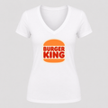 Women's Burger King V Neck T-Shirt in white