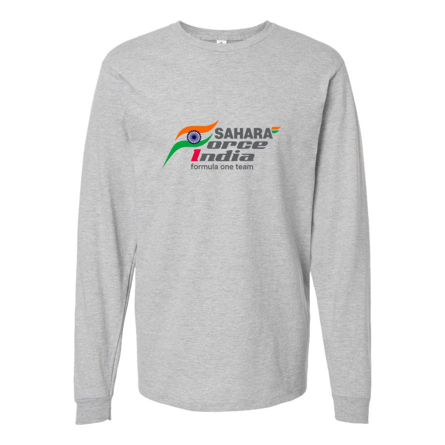 Men's Sahara Force India Formula One Team Long sleeves Cotton Blend T-Shirt - Gray