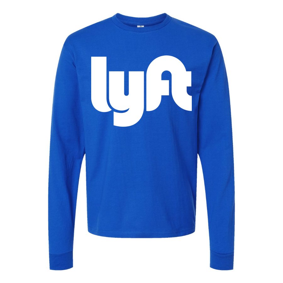 Men's Lyft logo white Long sleeves Cotton Blend T-Shirt - Blue