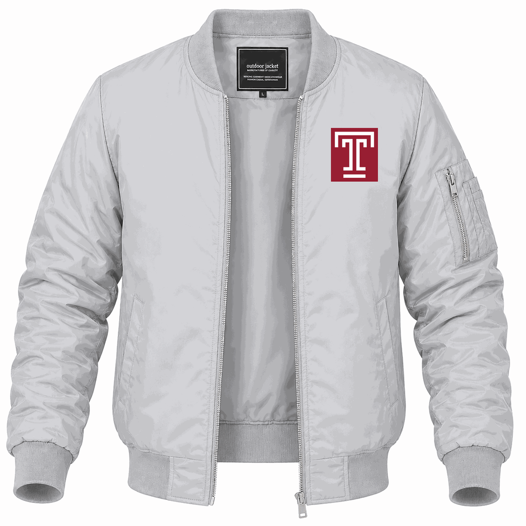 Men's Temple Owls Logo Lightweight Bomber Jacket - Gray