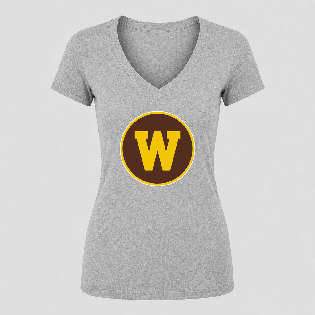 Women's Western Michigan Broncos V Neck T-Shirt in gray