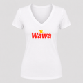 Women's Wawa Gas Station V Neck T-Shirt in white