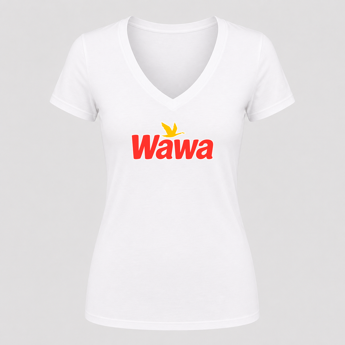 Women's Wawa Gas Station V Neck T-Shirt in white