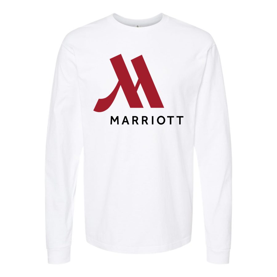 Men's Marriott-logo-1536x864 Long sleeves Cotton Blend T-Shirt - White