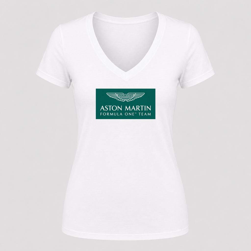 Women's Aston Martin Formula One Team V Neck T-Shirt in white