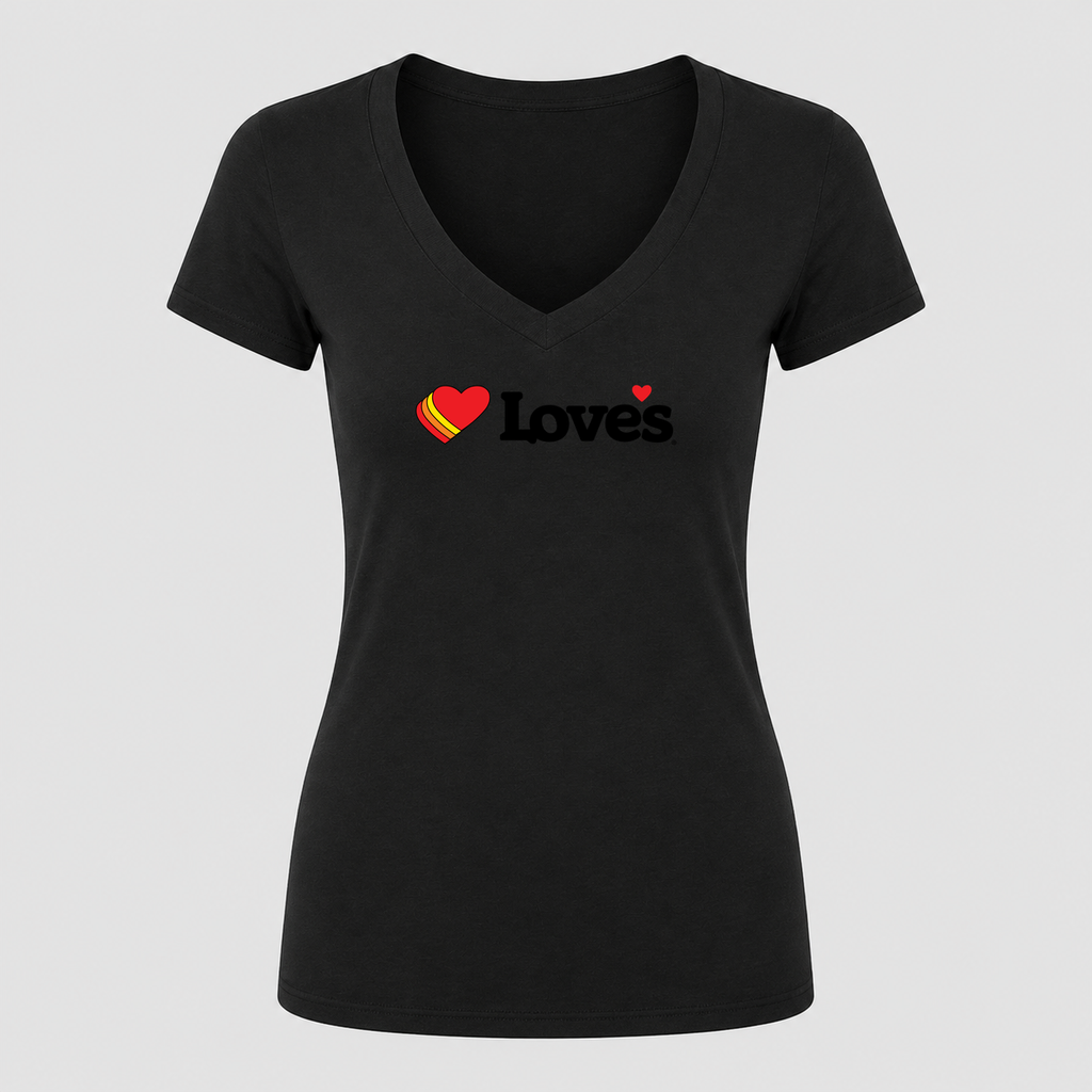 Women's Love's Travel Stops V Neck T-Shirt in black