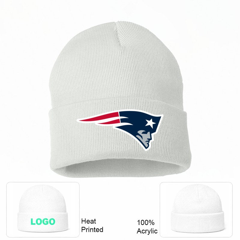 New England Patriots White Beanie Hat