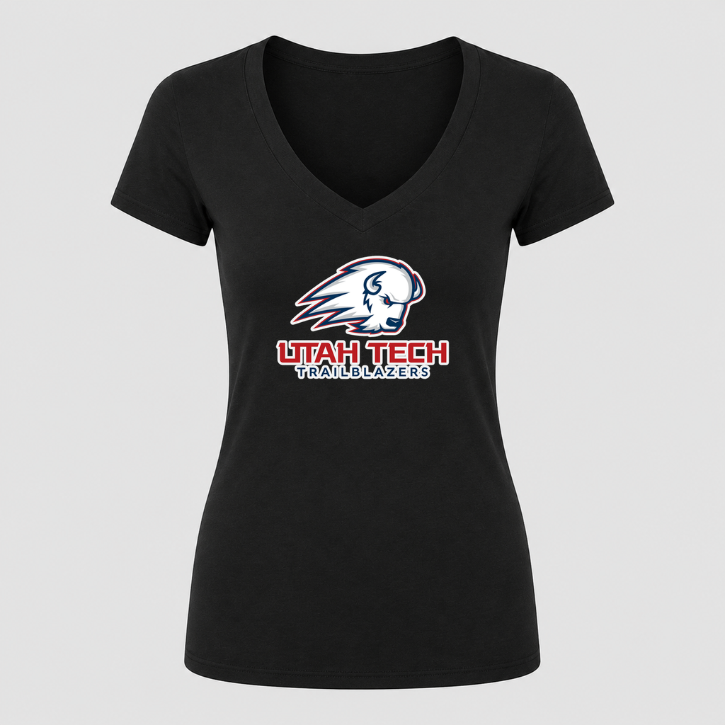 Women's Utah Tech Trailblazers V Neck T-Shirt in black