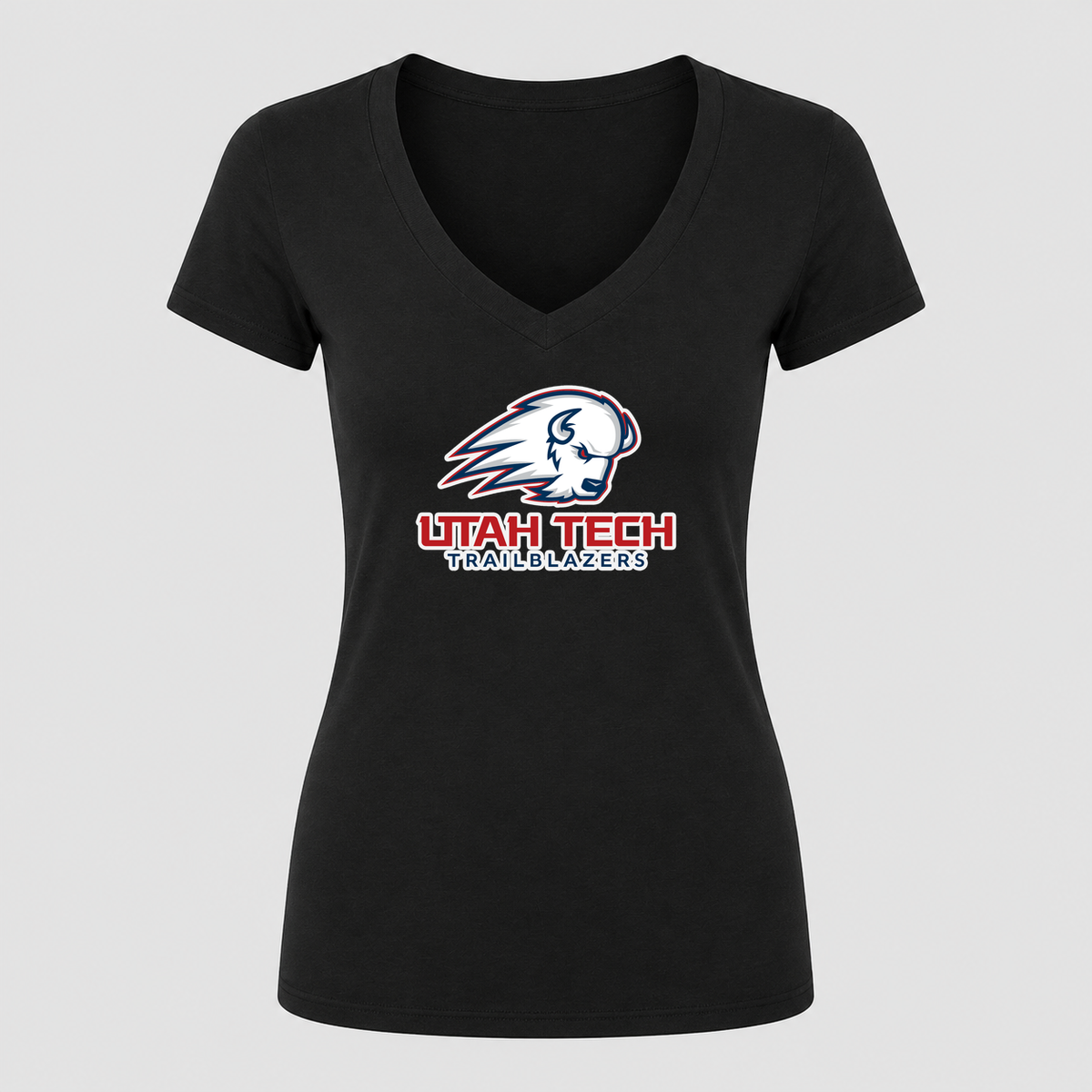 Women's Utah Tech Trailblazers V Neck T-Shirt in black