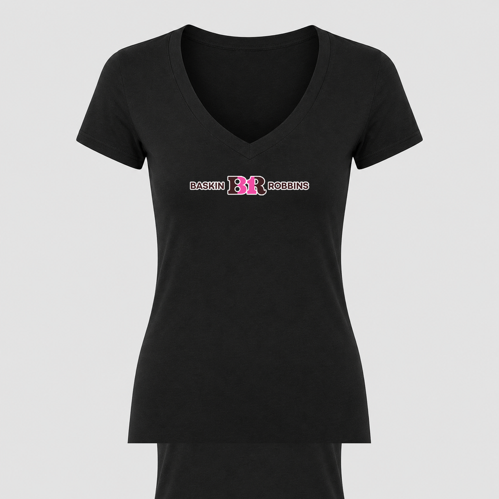 Women's Baskin-Robbins V Neck T-Shirt in black